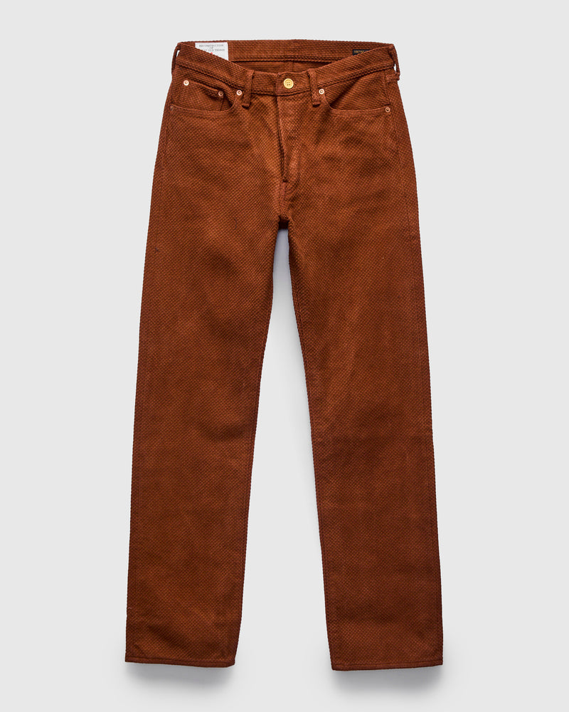 1914W "Amami Mud-Dyed" 17oz Brown Sashiko Jeans - Regular Straight Fit
