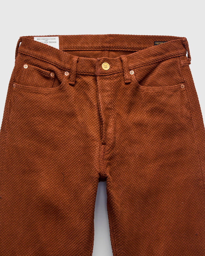 1914W "Amami Mud-Dyed" 17oz Brown Sashiko Jeans - Regular Straight Fit