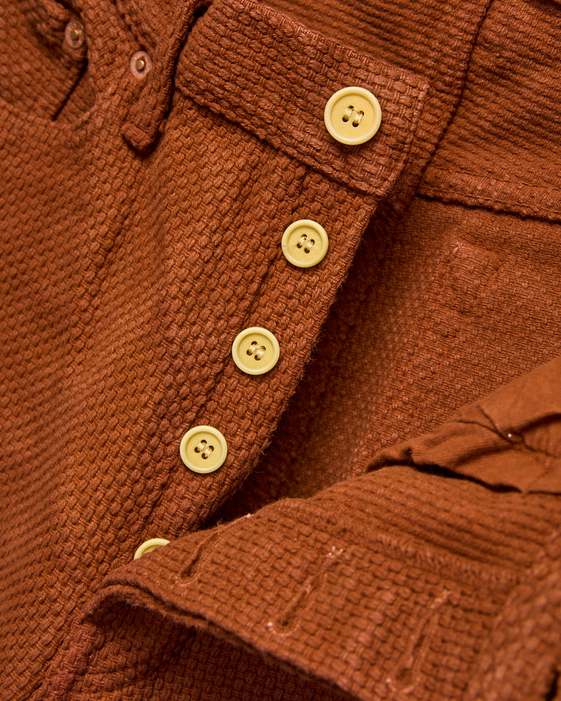 1914W "Amami Mud-Dyed" 17oz Brown Sashiko Jeans - Regular Straight Fit
