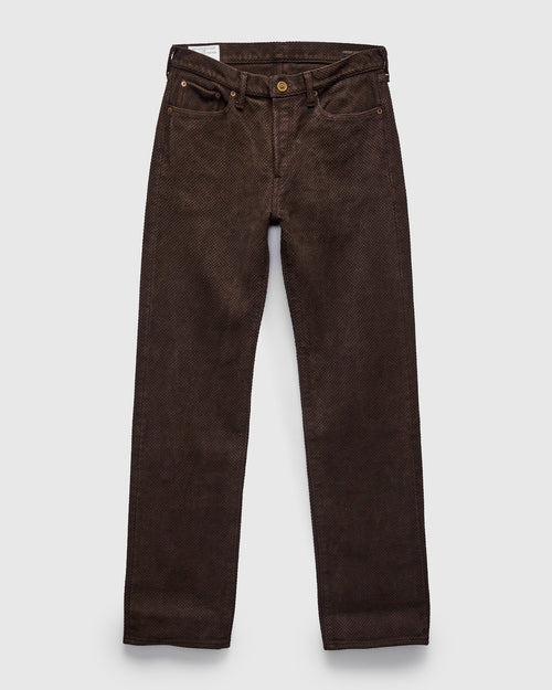 1914W "Amami Mud-Dyed" 17oz Dark Brown Sashiko Jeans - Regular Straight Fit