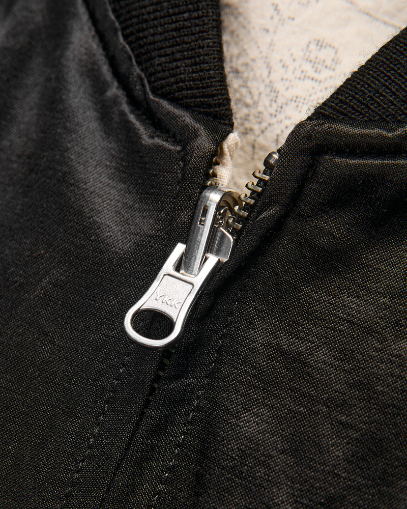 "Bird and Beast" Reversible Sukajan Souvenir Jacket in Black/Ecru