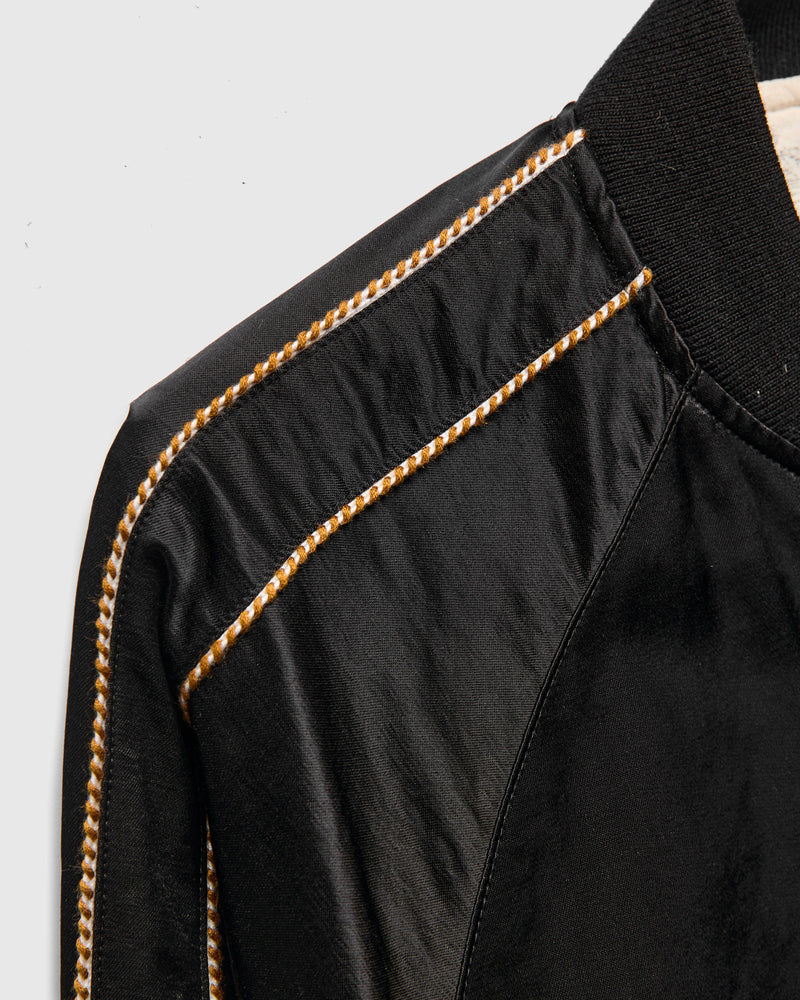 "Bird and Beast" Reversible Sukajan Souvenir Jacket in Black/Ecru