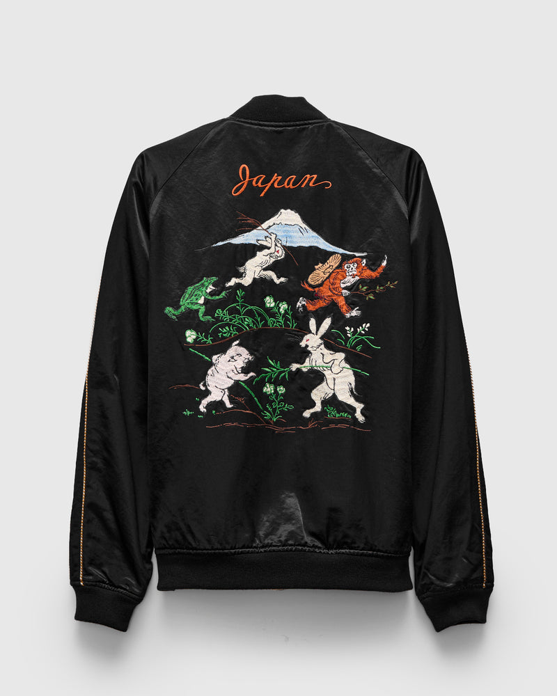 "Bird and Beast" Reversible Sukajan Souvenir Jacket in Black/Ecru