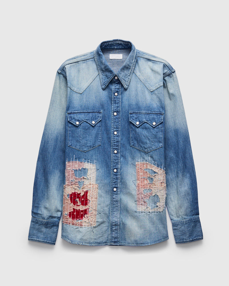 MSP-5031 Denim Western Shirt in Used Indigo