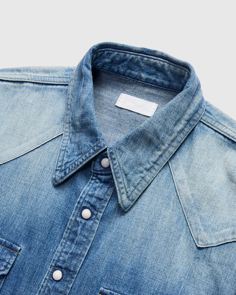 MSP-5031 Denim Western Shirt in Used Indigo