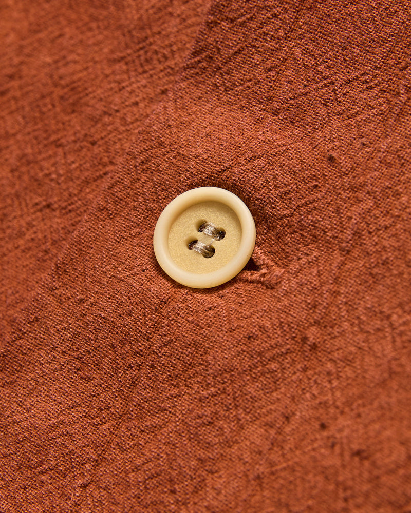 "Amami Mud-Dyed" Cotton-Linen Shirt in Brown