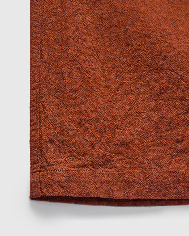"Amami Mud-Dyed" Cotton-Linen Shirt in Brown
