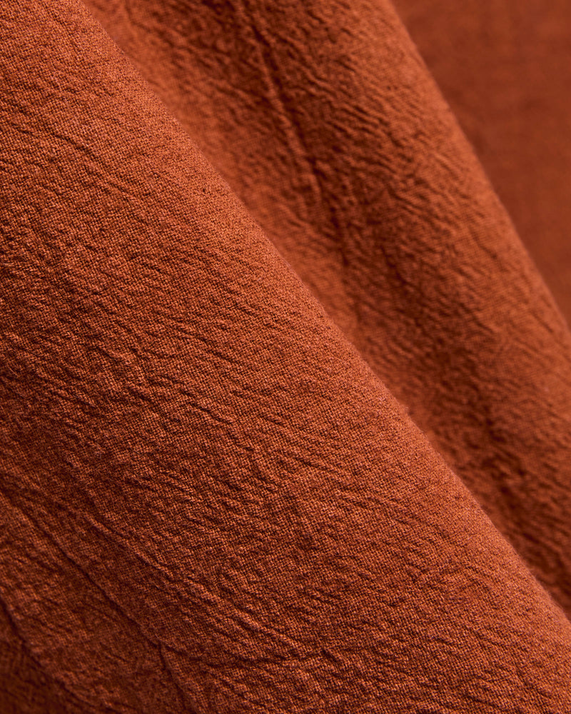 "Amami Mud-Dyed" Cotton-Linen Shirt in Brown