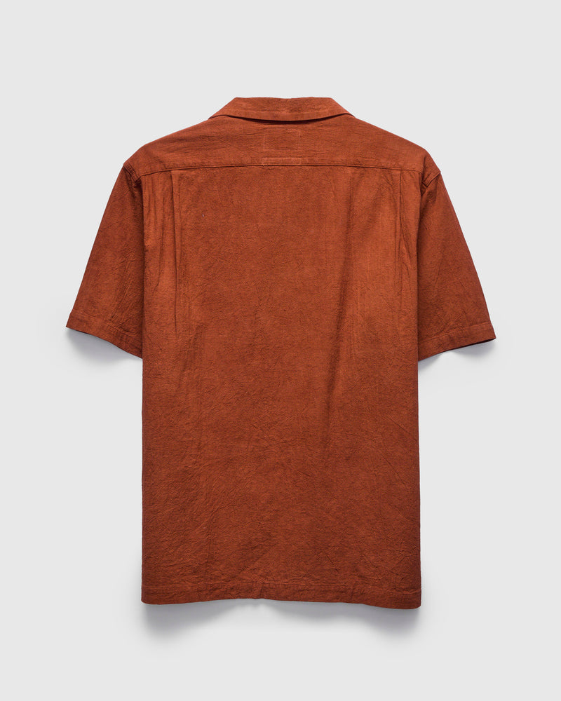 "Amami Mud-Dyed" Cotton-Linen Shirt in Brown