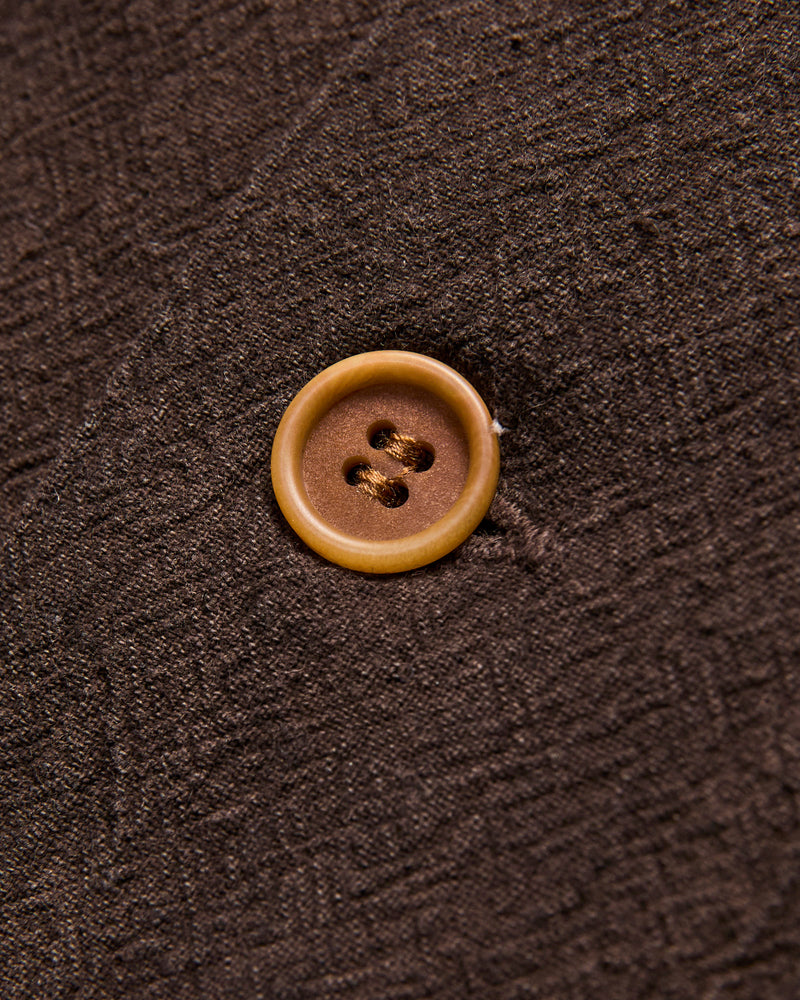 "Amami Mud-Dyed" Cotton-Linen Shirt in Dark Brown