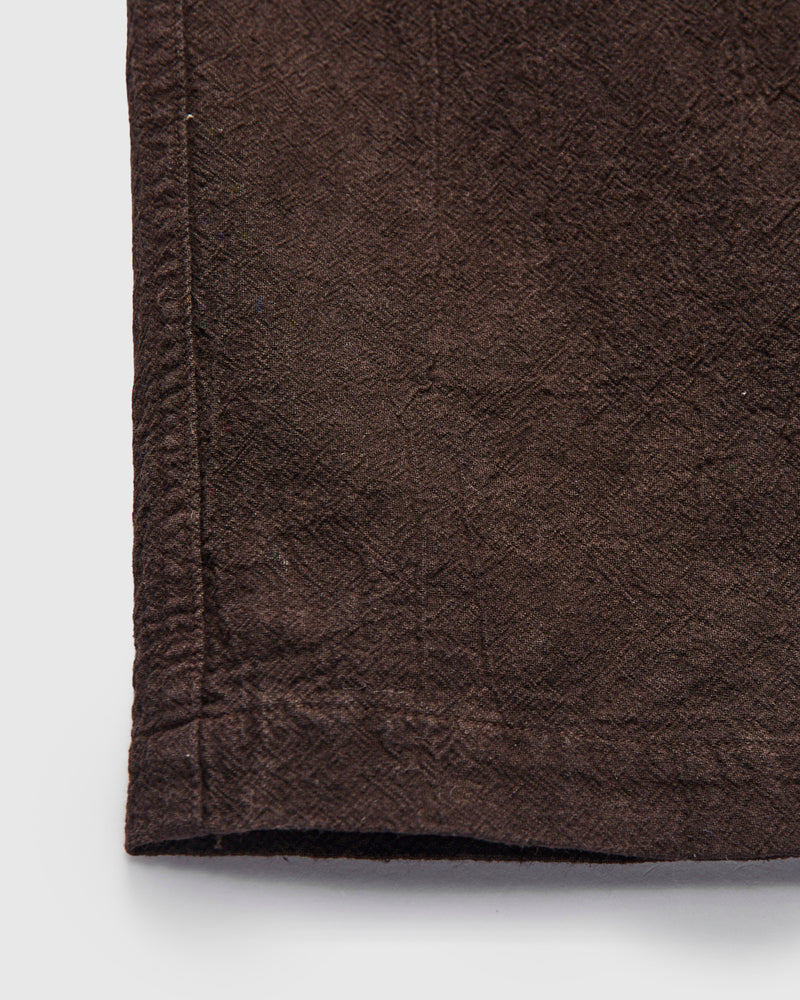 "Amami Mud-Dyed" Cotton-Linen Shirt in Dark Brown