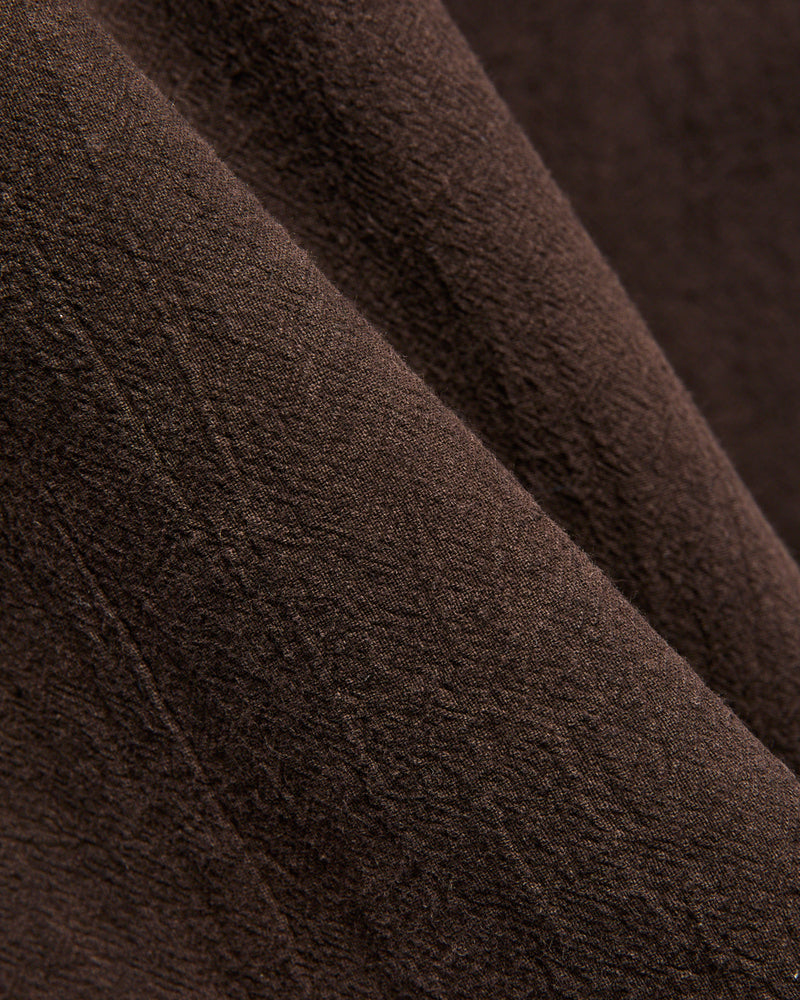 "Amami Mud-Dyed" Cotton-Linen Shirt in Dark Brown