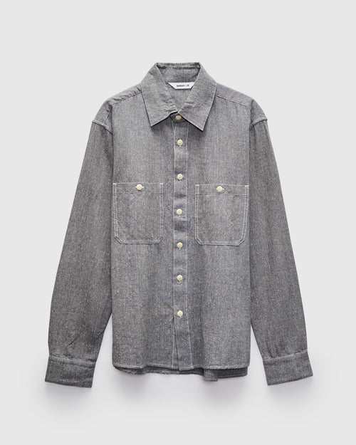 Utility Chambray Shirt in Handloom Silk Khadi