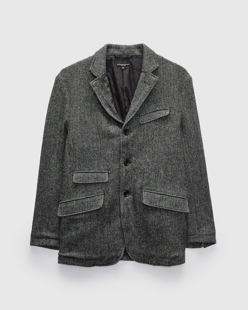 Andover Jacket in Grey Poly Wool Herringbone