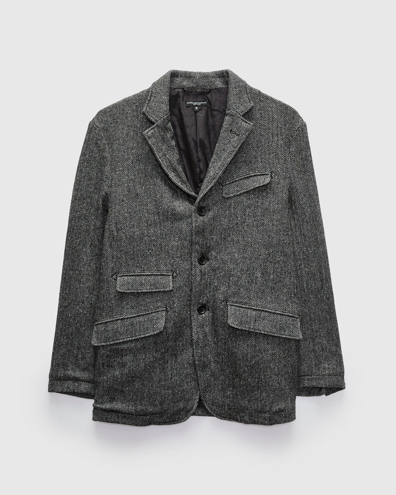 Andover Jacket in Grey Poly Wool Herringbone