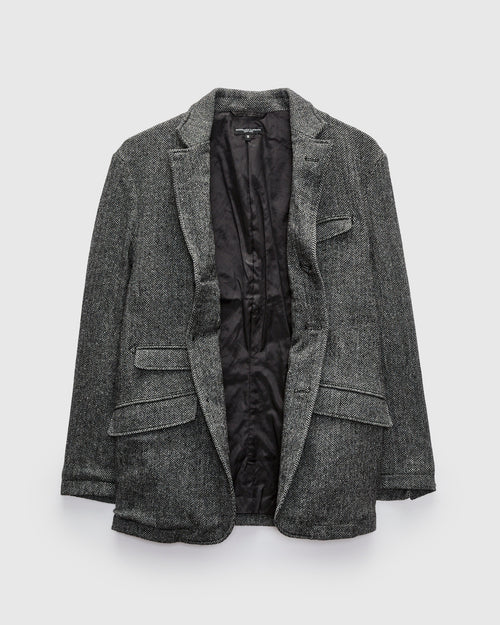 Andover Jacket in Grey Poly Wool Herringbone