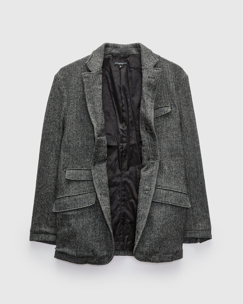 Andover Jacket in Grey Poly Wool Herringbone
