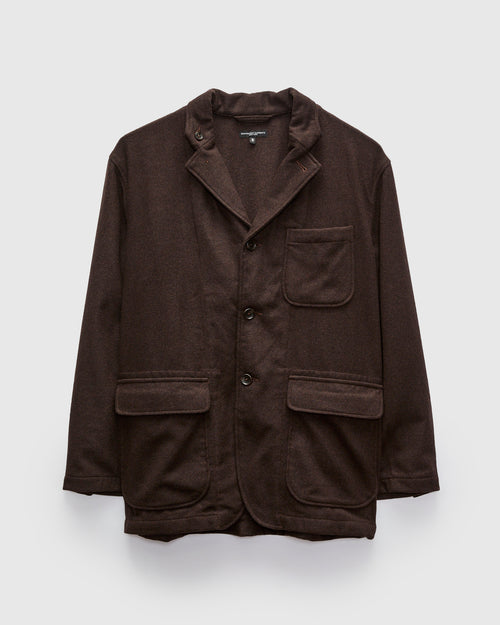 Loiter Jacket in Dark Brown Poly Wool Heavy Flannel