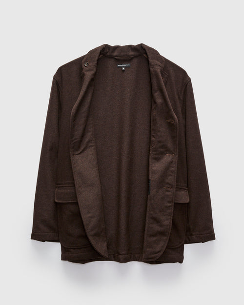 Loiter Jacket in Dark Brown Poly Wool Heavy Flannel