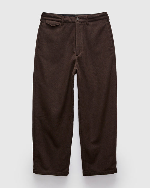 Officer Pants in Dark Brown Poly Wool Heavy Flannel