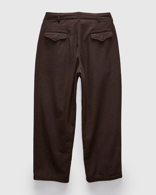 Officer Pants in Dark Brown Poly Wool Heavy Flannel