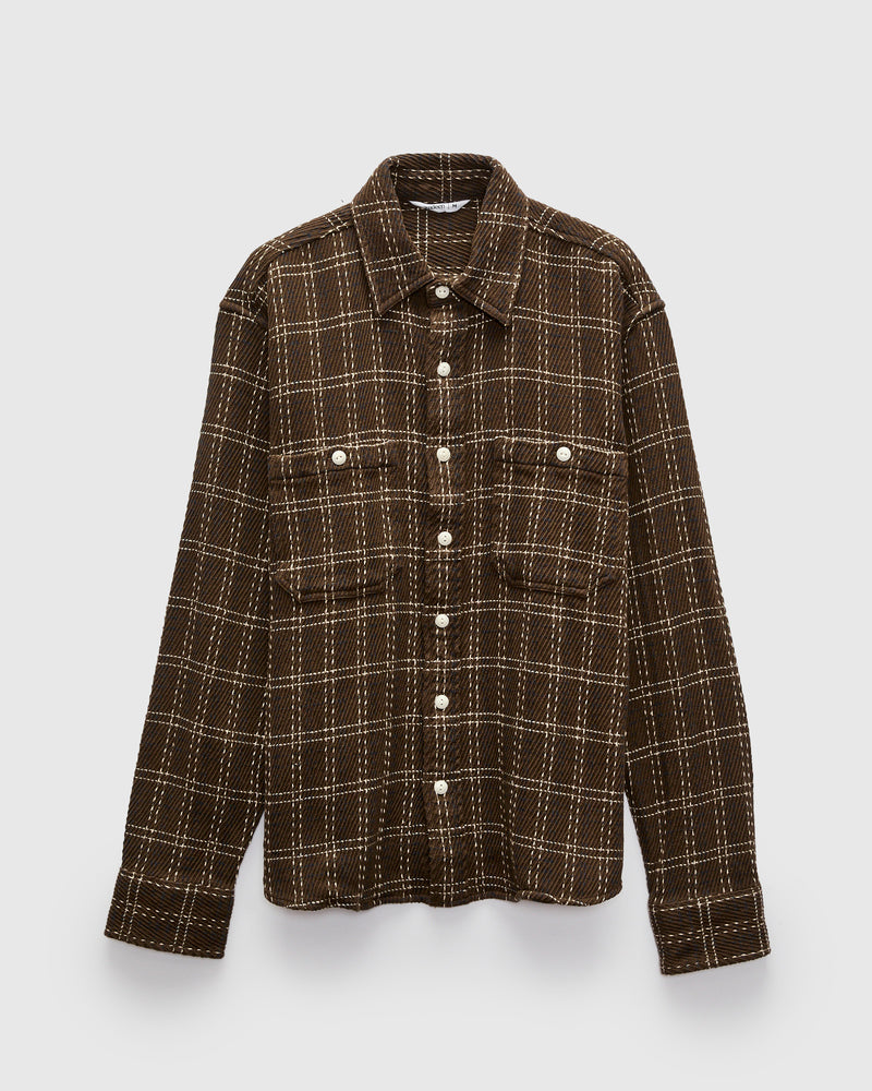 Utility Flannel in Espresso Twill Check