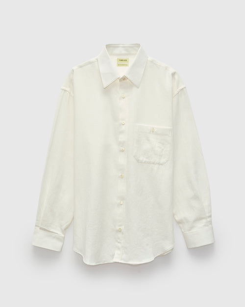 Architect Shirt in White Cotton Hemp Gabardine