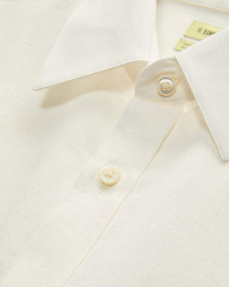 Architect Shirt in White Cotton Hemp Gabardine