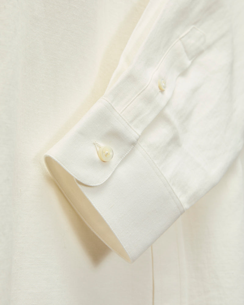 Architect Shirt in White Cotton Hemp Gabardine