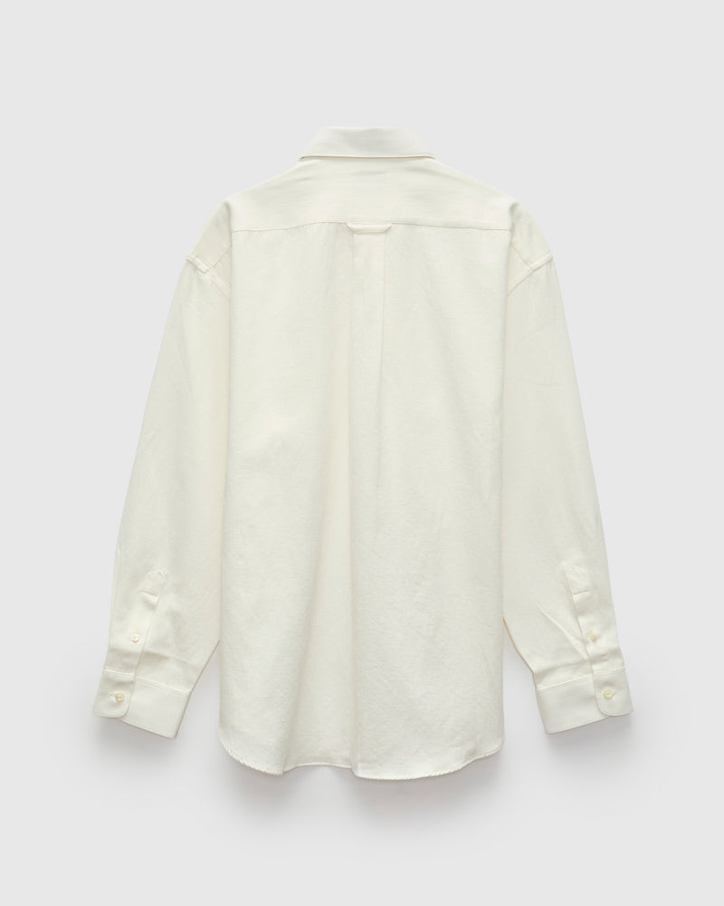 Architect Shirt in White Cotton Hemp Gabardine