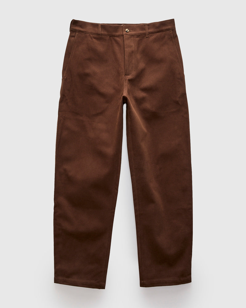 Balloon Trousers in Bark Brown Cotton Drill