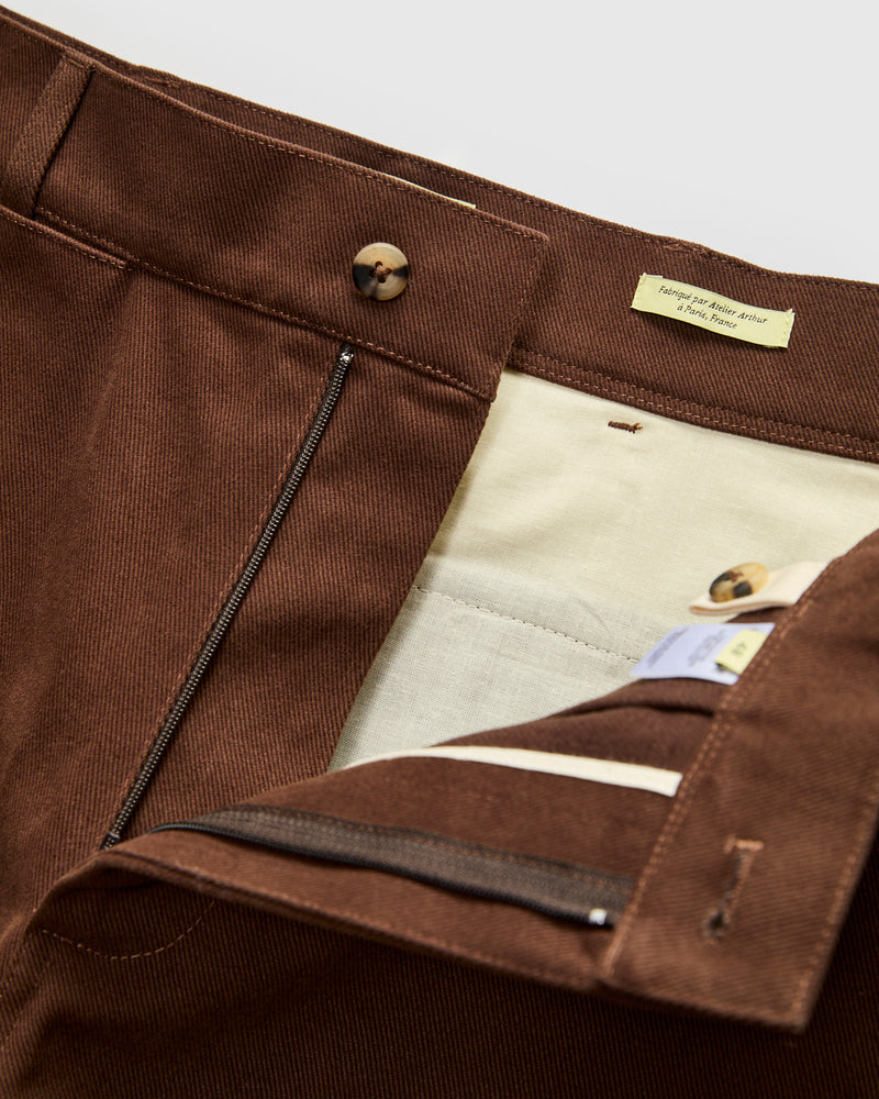 Balloon Trousers in Bark Brown Cotton Drill