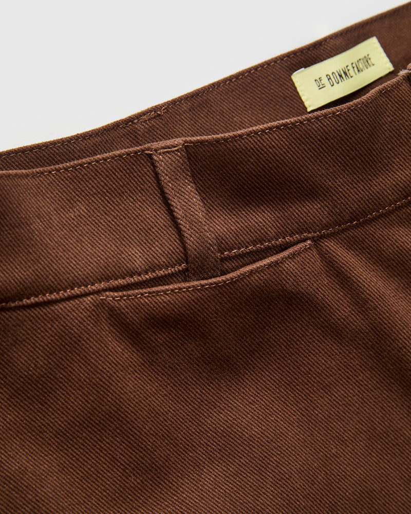 Balloon Trousers in Bark Brown Cotton Drill