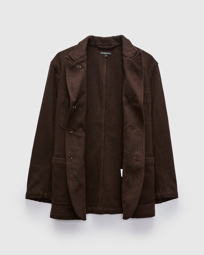 Bedford Jacket in Dark Brown Wool Poly Heavy Tweed
