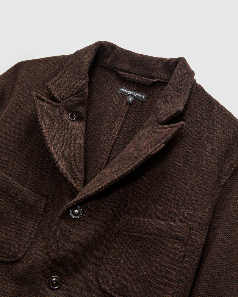 Bedford Jacket in Dark Brown Wool Poly Heavy Tweed