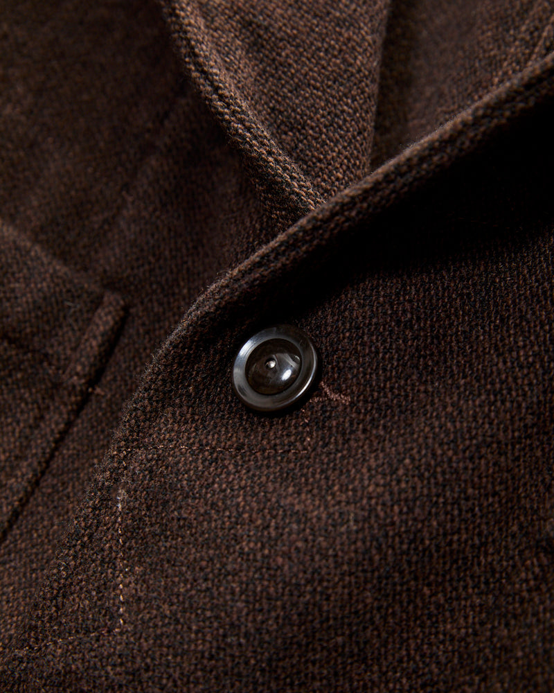 Bedford Jacket in Dark Brown Wool Poly Heavy Tweed