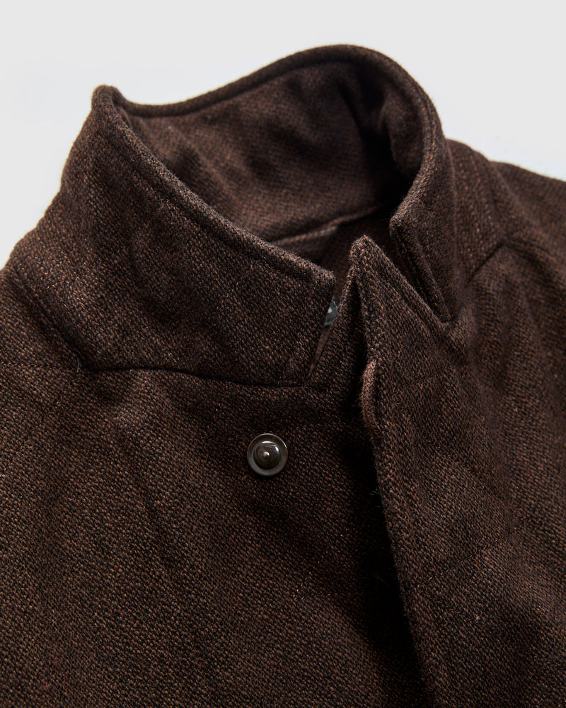 Bedford Jacket in Dark Brown Wool Poly Heavy Tweed
