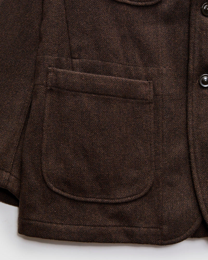 Bedford Jacket in Dark Brown Wool Poly Heavy Tweed