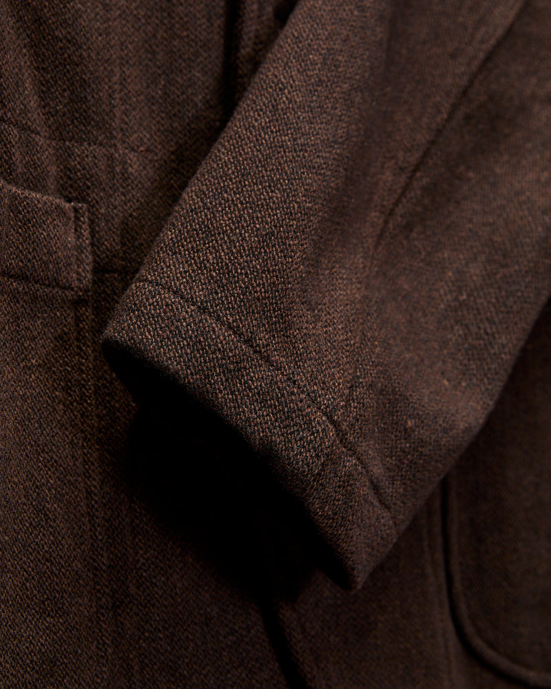 Bedford Jacket in Dark Brown Wool Poly Heavy Tweed