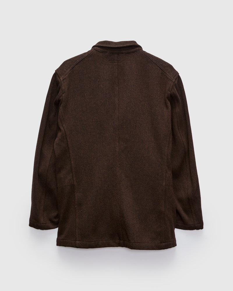 Bedford Jacket in Dark Brown Wool Poly Heavy Tweed