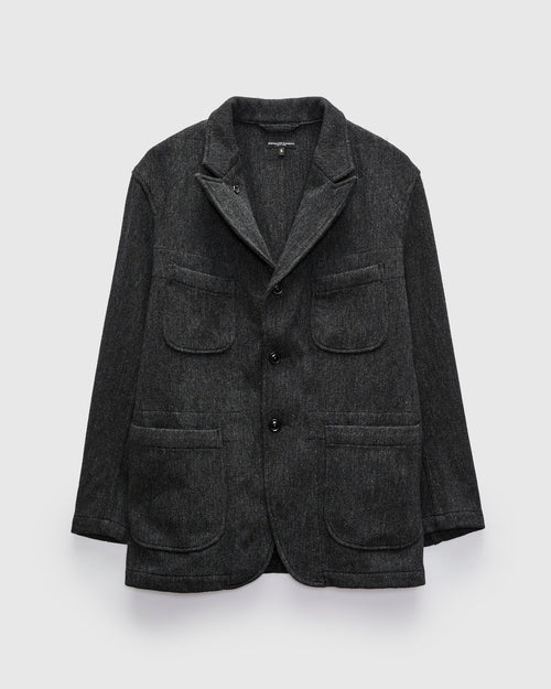 Bedford Jacket in Charcoal Wool Poly Heavy Tweed