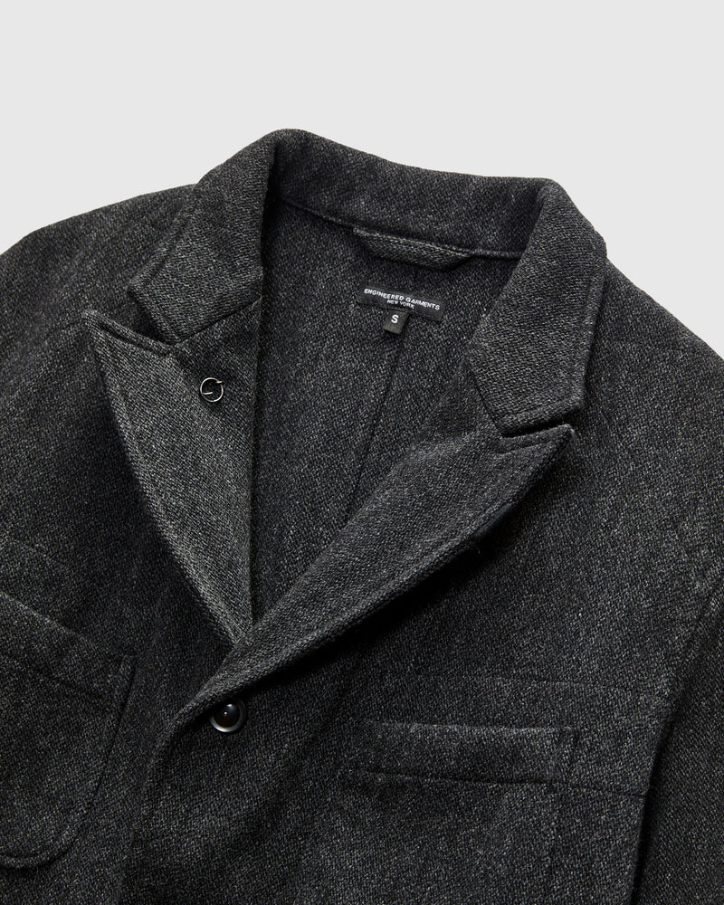 Bedford Jacket in Charcoal Wool Poly Heavy Tweed