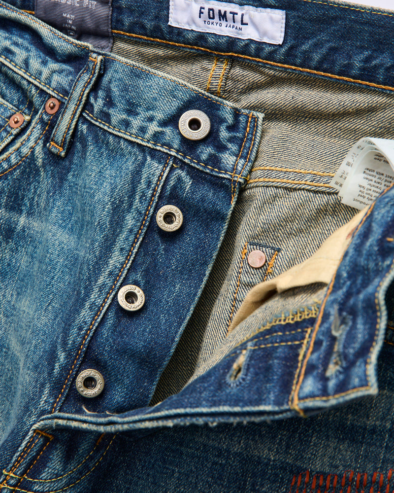 MG129 Sashiko Repair Selvedge Denim - Classic Straight Fit