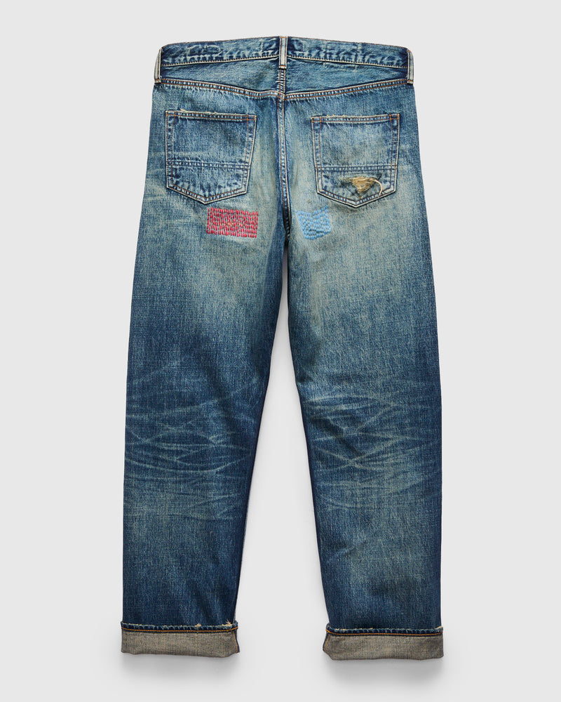 MG129 Sashiko Repair Selvedge Denim - Classic Straight Fit