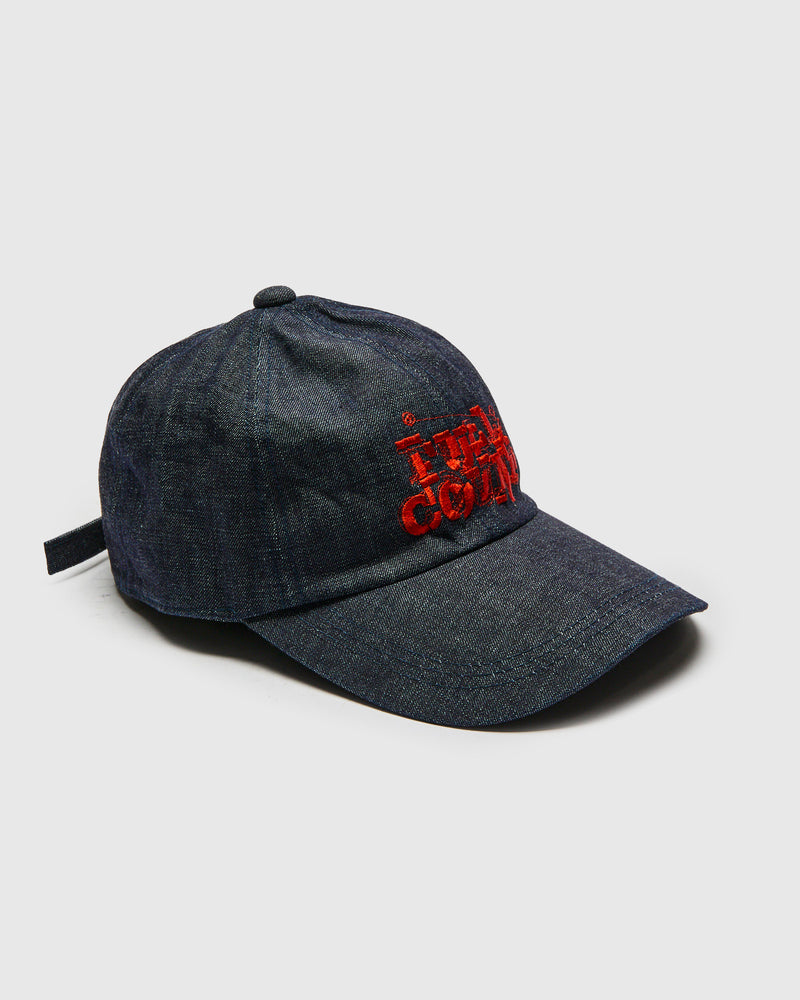 Bootleg Embroidery Denim Cap in Indigo Blue