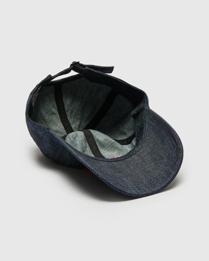 Bootleg Embroidery Denim Cap in Indigo Blue