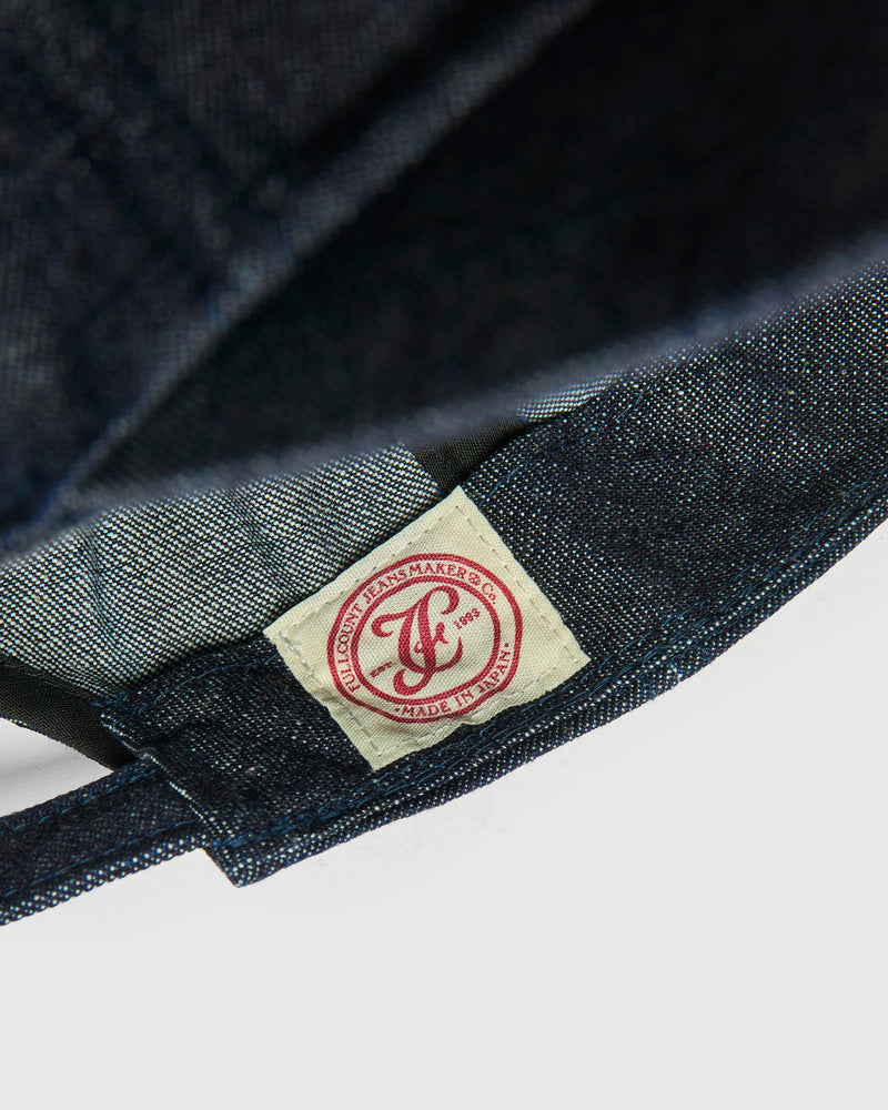 Bootleg Embroidery Denim Cap in Indigo Blue