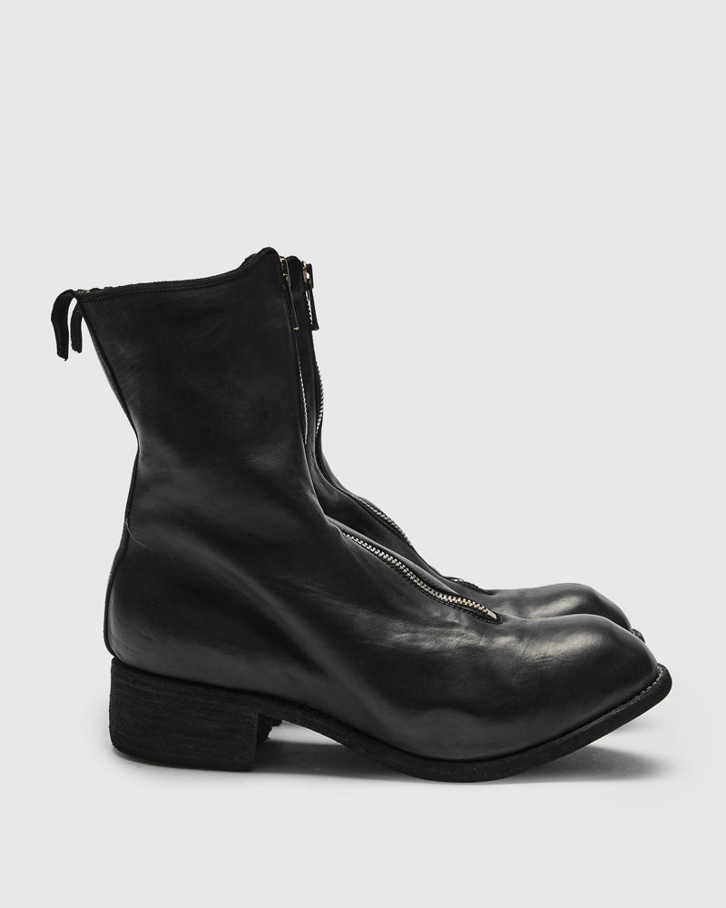 PL2 Mid Front Zip Boot in Black Full Grain Horse Leather