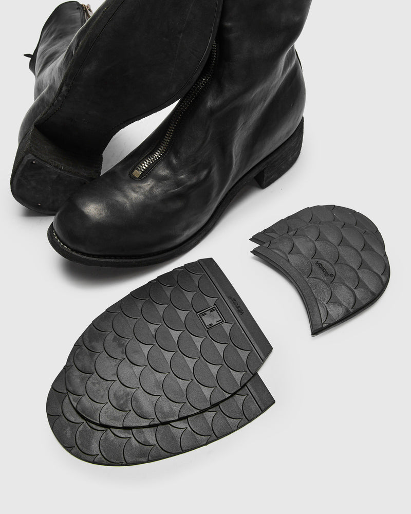 PL2 Mid Front Zip Boot in Black Full Grain Horse Leather