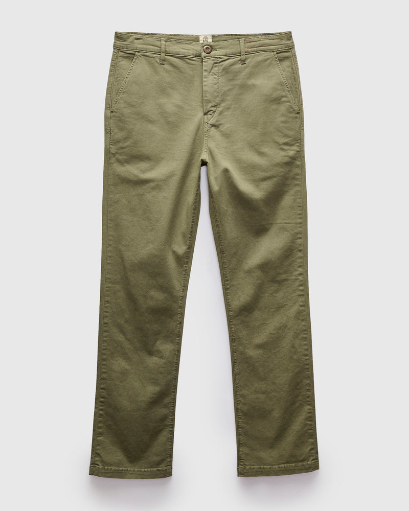 Pipe Straight Oxford Chino in Military Green